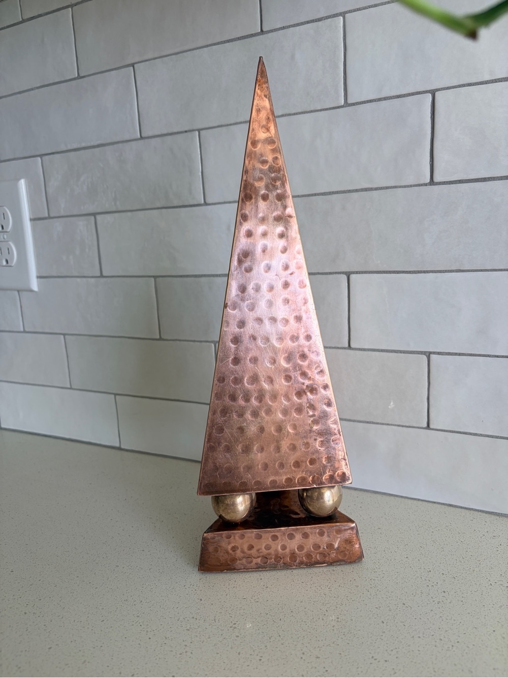 Vintage Copper and Brass Art Deco Unique Eclectic Sculptural Obelisk Monolith